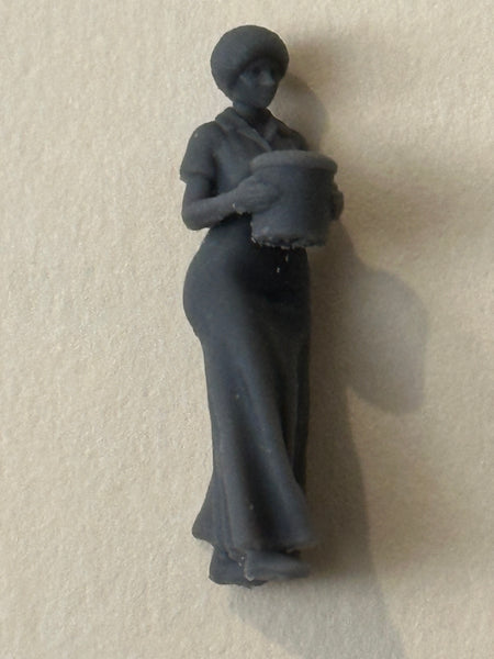 African American Female Walking Long Dress w/Pot