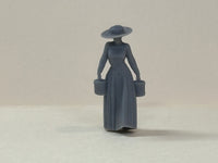 Woman Walk Long Dress Hat Buckets