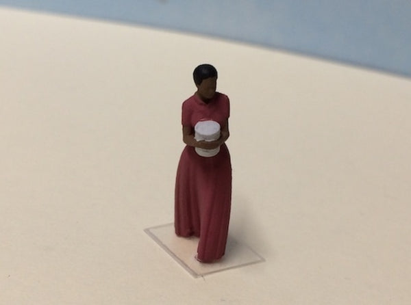 African American Female Walking Long Dress w/Pot 3d printed